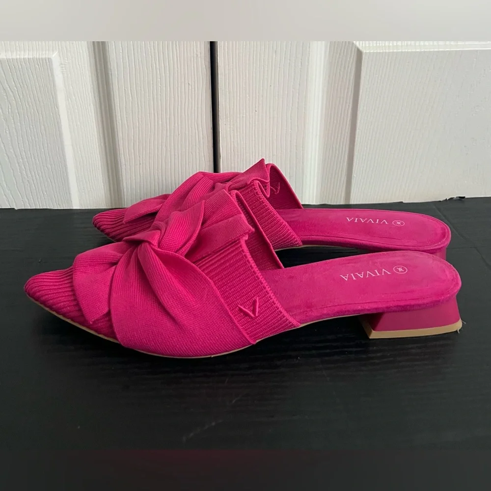 VIVAIA Yaffa Pro Pointed-Toe Knot Slides Mules in Pitaya Pink Size 7.5 Slip On - Picture 3 of 7